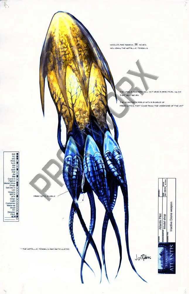 Okay! #Stargate Concept Art 2 of 350! Inactive Drone Weapon "Rising I" #SG1 #SGA #SGU #StargateSG1 #StargateAtlantis…