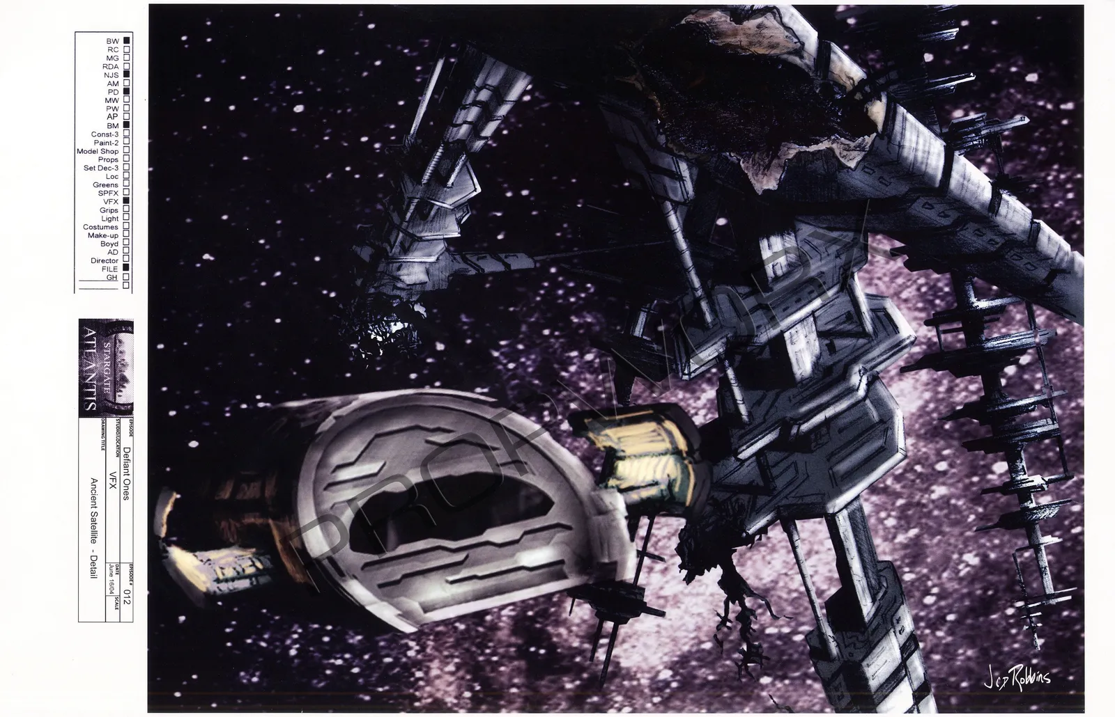 #Stargate Concept Art 38 of 350! Ancient satellite (The Defiant One) by Production Designer James Robbins #SG1 #SGA…