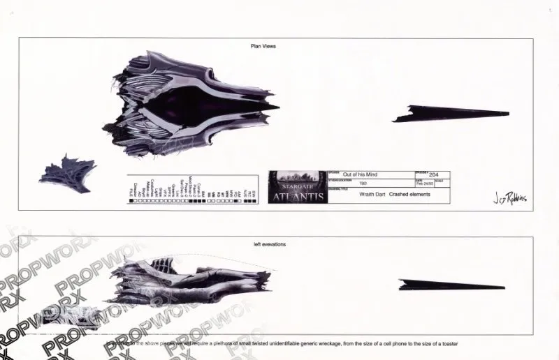 #Stargate Concept Art 39 of 350! Crashed Wraith Dart (Duet, originally titled Out Of Mind) by Production Designer James…