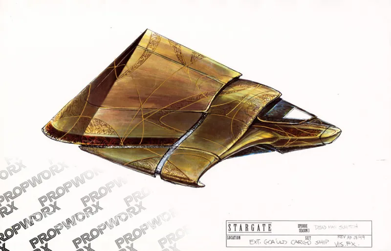 #Stargate Concept Art 45 of 350! Goa'uld cargo ship design by Production Designer James Robbins #SG1 #SGA #SGU…