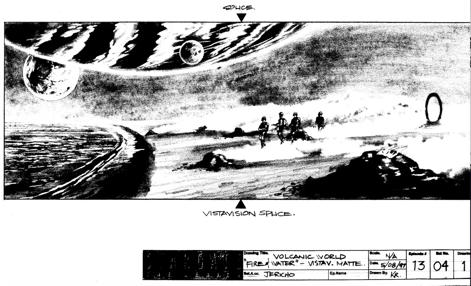 #StargateSG1 season 1 concept art - Fire and Water #Stargate #SG1
