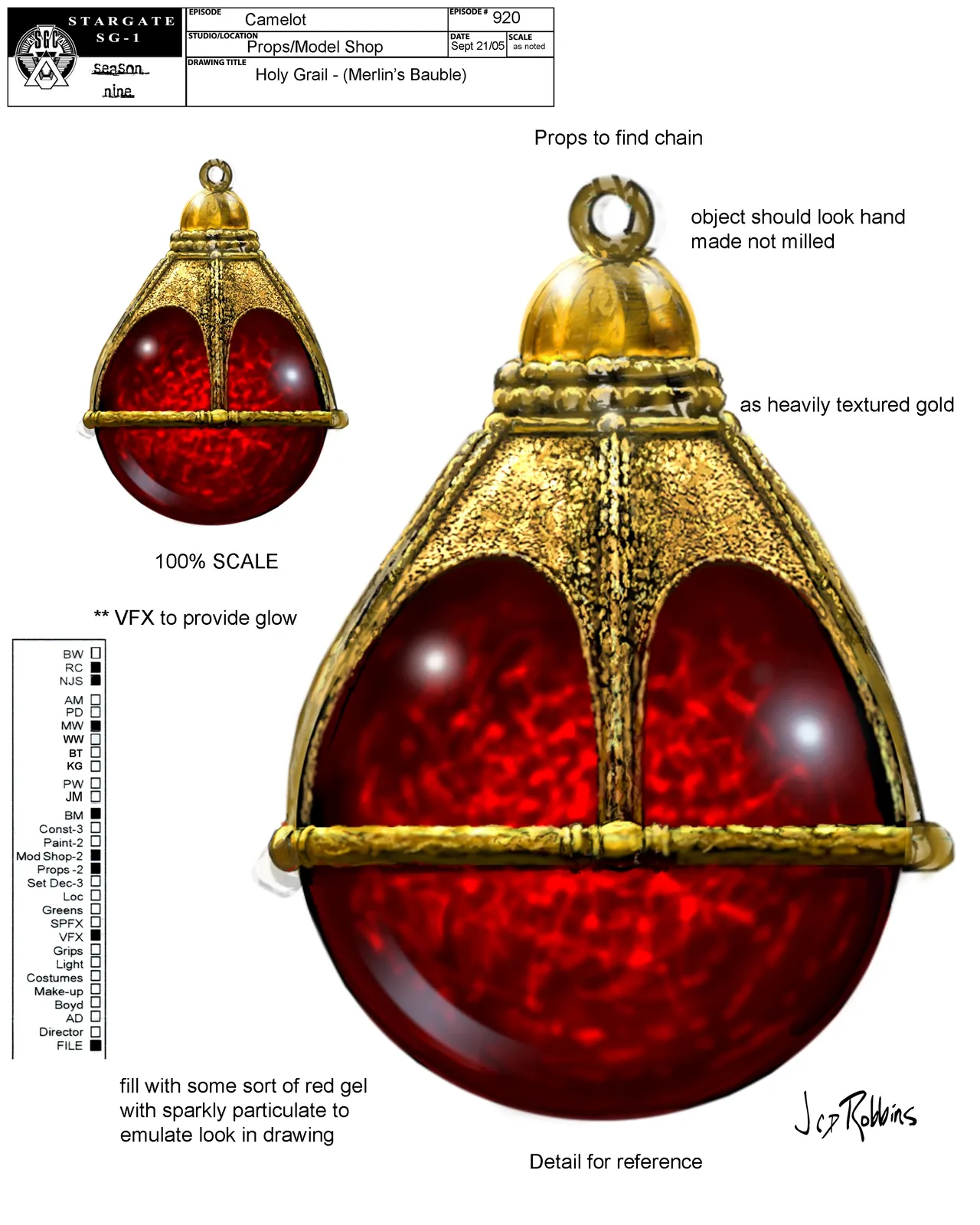 #StargateSG1 - "Camelot" Merlin's Bauble (Holy Grail), concept art by James Robbins #Stargate #SG1 #ConceptArt