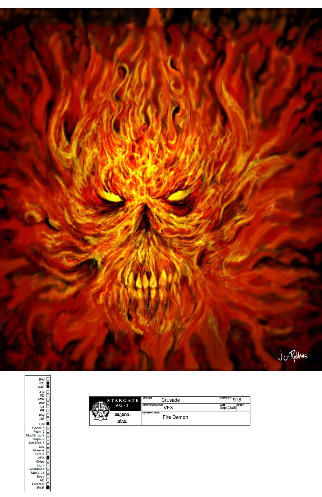 #StargateSG1 - "Crusade" concept art by James Robbins Fire Demon #Stargate #SG1 #ConceptArt