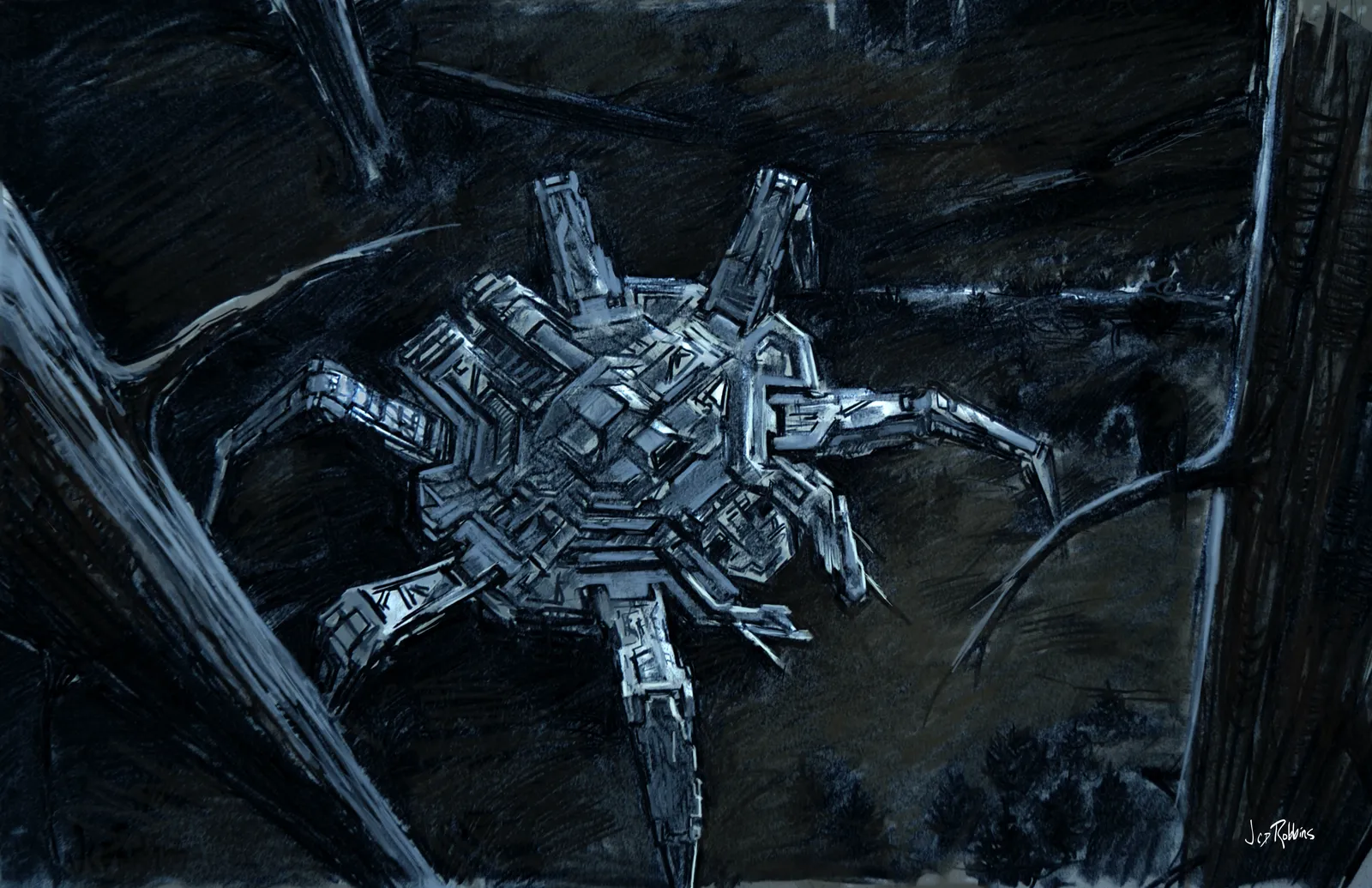 Stargate: SG-1 - "New Order" concept art by James Robbins Spider Ship #TimeForStargate @PrimeVideo