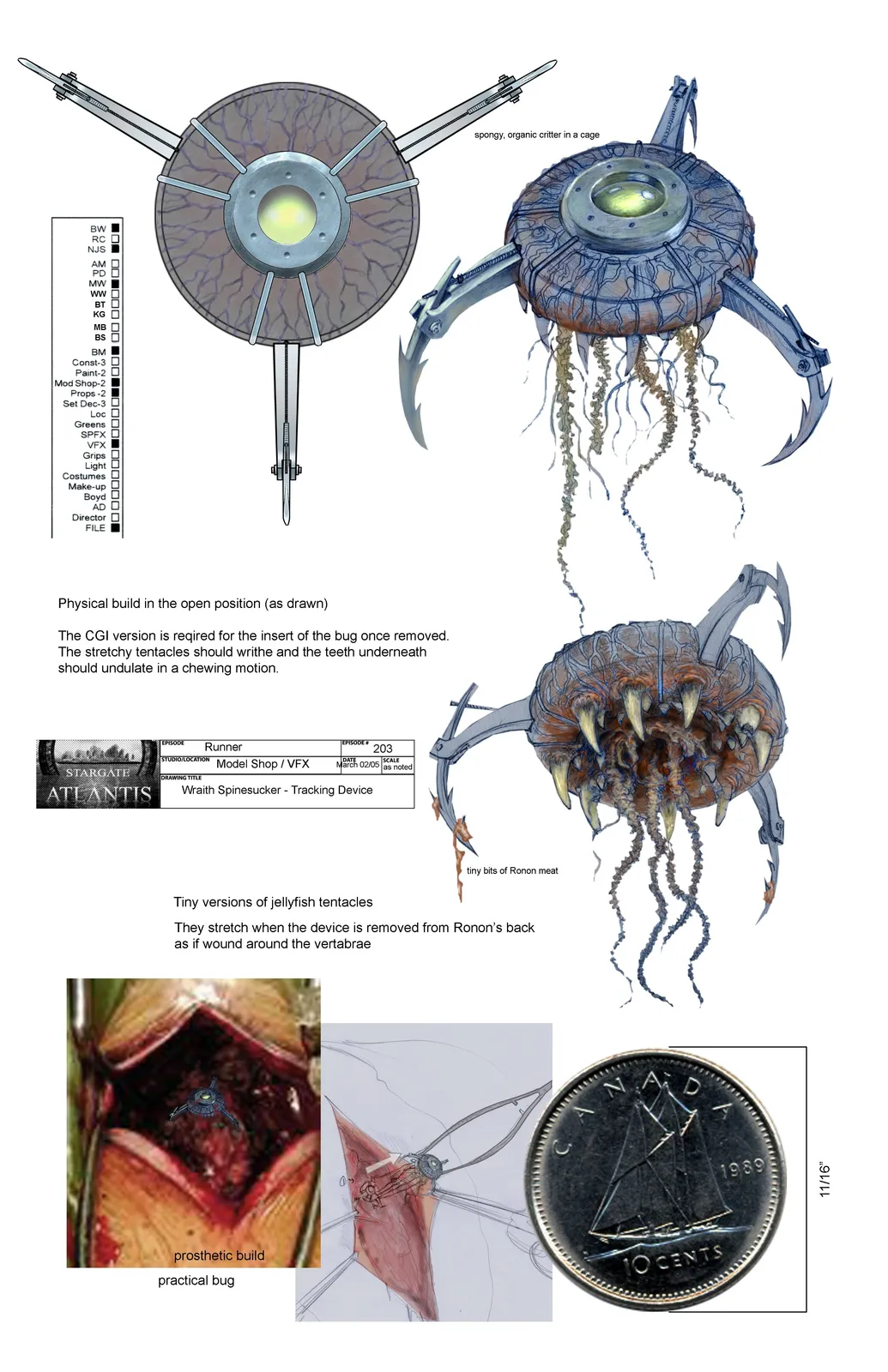 #StargateAtlantis - "Runner" - concept art by James Robbins Wraith tracking device (smaller than a Canadian dime!)…