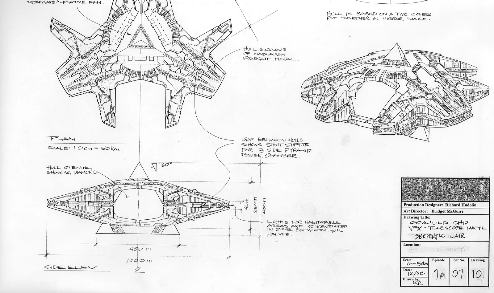 #Stargate concept art - Goa'uld ship "Children of the Gods" Production Designer Richard Hudolin Art Director Brigitte…