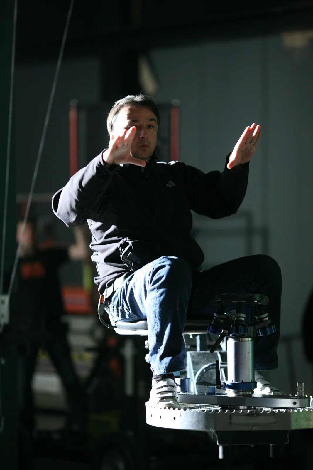 Behind the scenes on #StargateAtlantis - "The Seed" Will Waring directs from his mobile throne. #Stargate #Atlantis #SGA