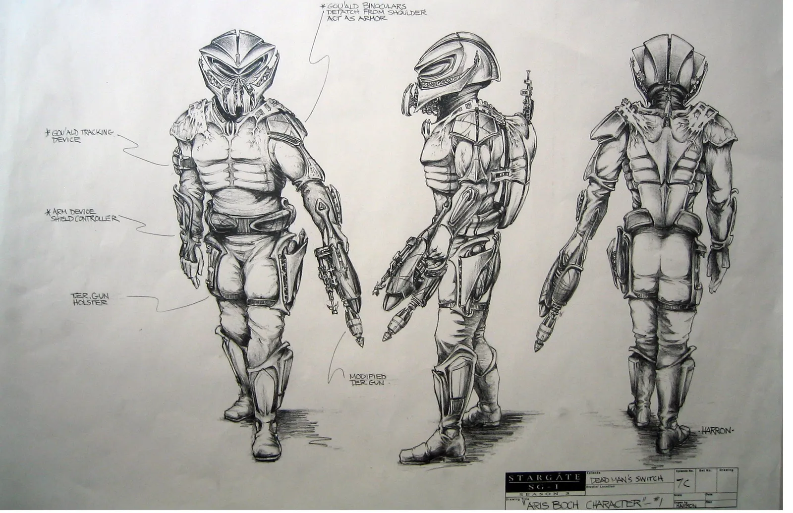#Stargate #SG1 #StargateSG1 #ConceptArt Pretty damn cool character/costume concept for Aris Boch, sort of a cross…