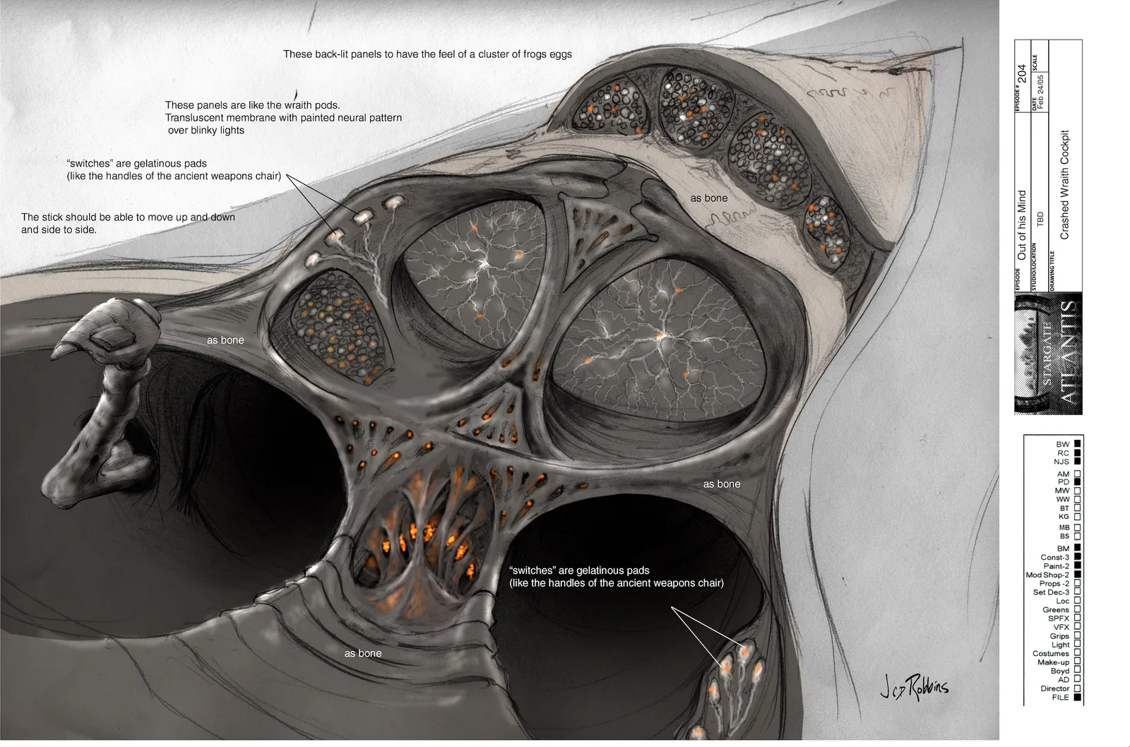Wraith cockpit - concept art by James Robbins #Stargate #Atlantis #SGA #StargateAtlantis