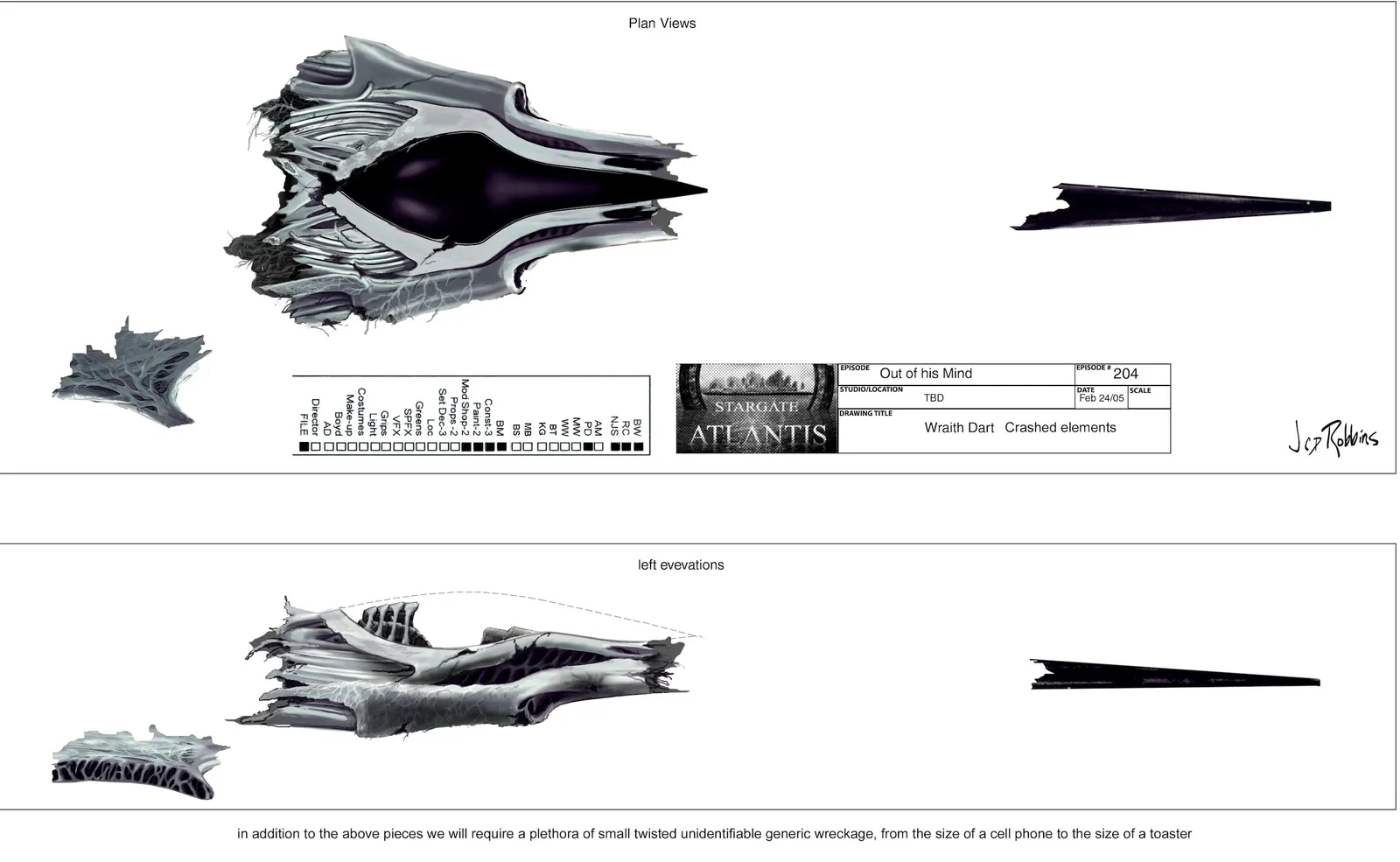 Wrecked wraith dart - concept art by James Robbins #Stargate #Atlantis #StargateAtlantis #SGA