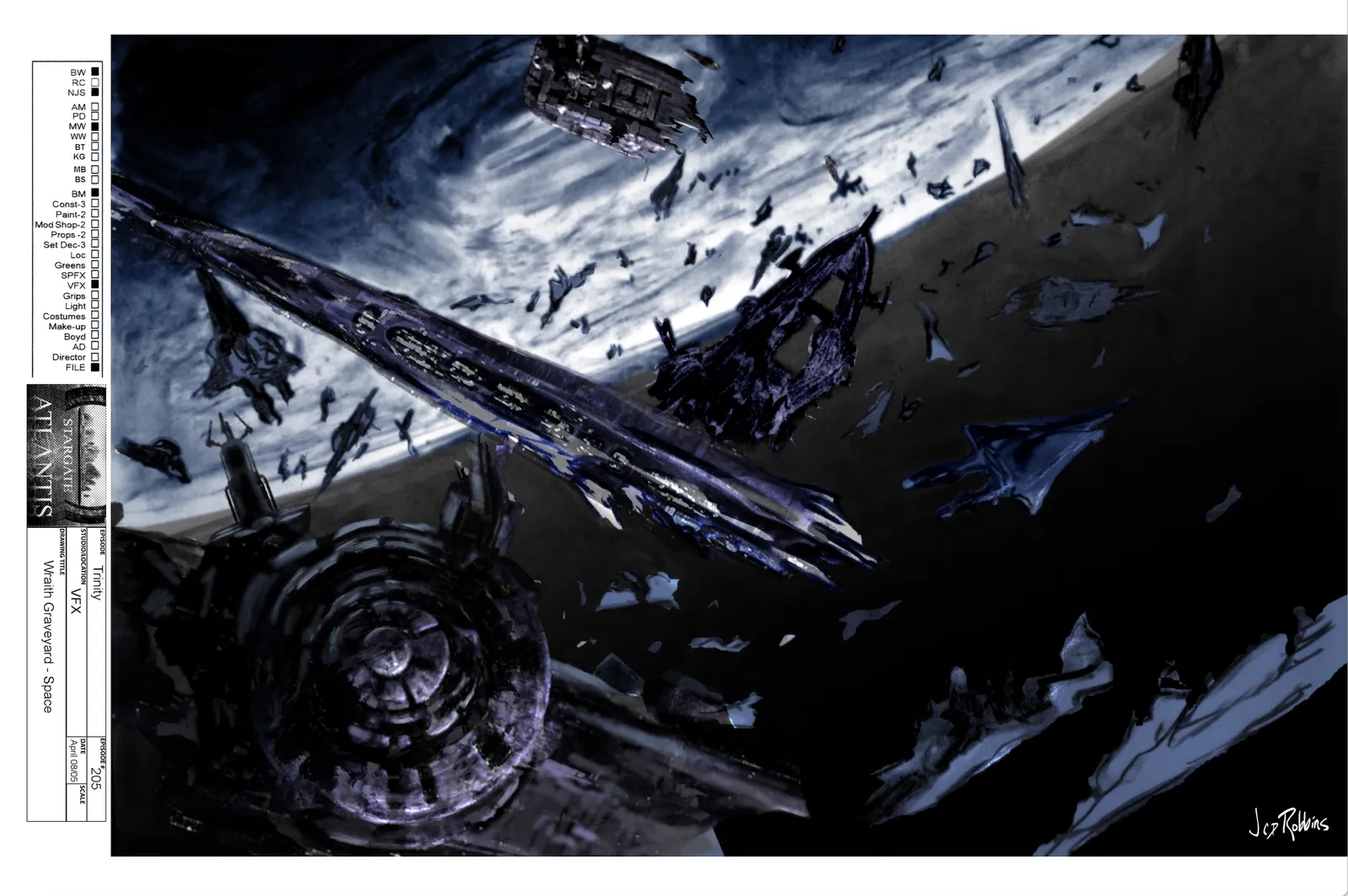 Wraith ship graveyard - concept art by James Robbins #Stargate #Atlantis #StargateAtlantis #SGA