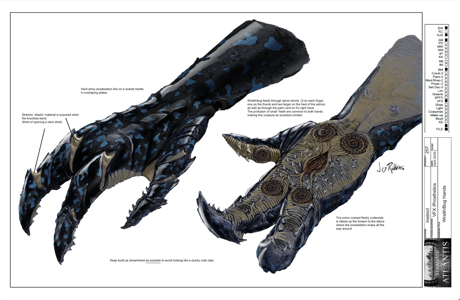 Wraith hybrid hands - concept art by James Robbins #Stargate #Atlantis #SGA
