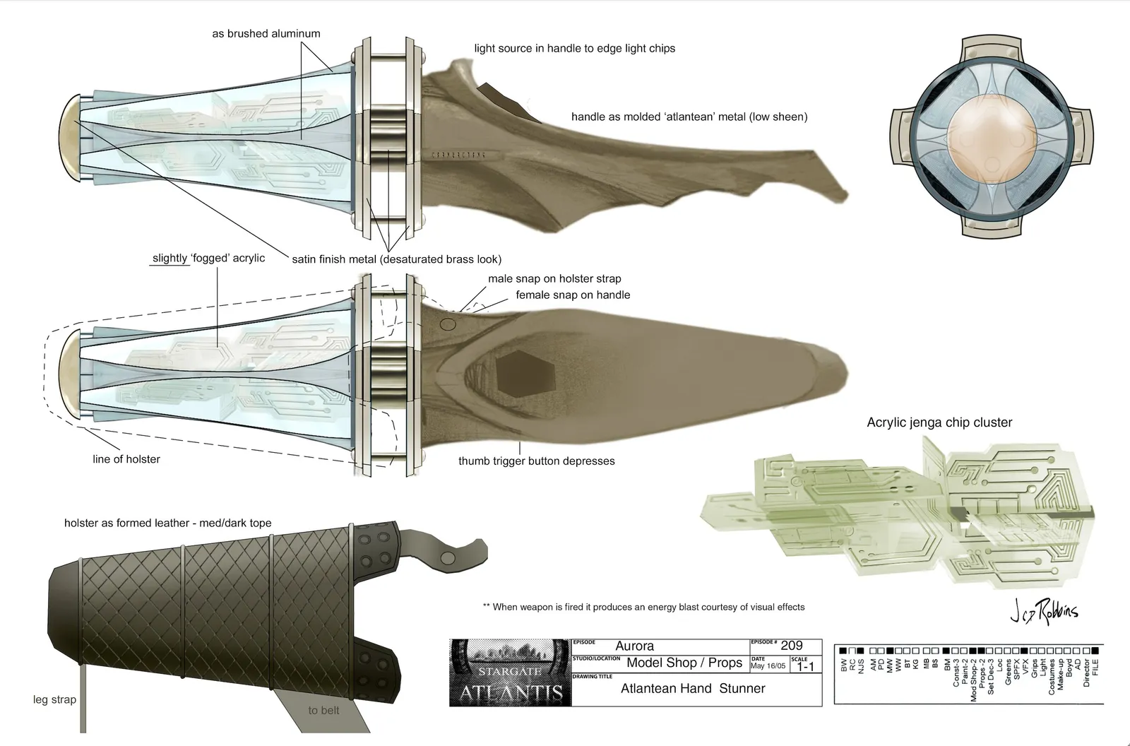 Atlantean Hand Stunner concept art by James Robbins - "Aurora" #Stargate #SGA #Atlantis