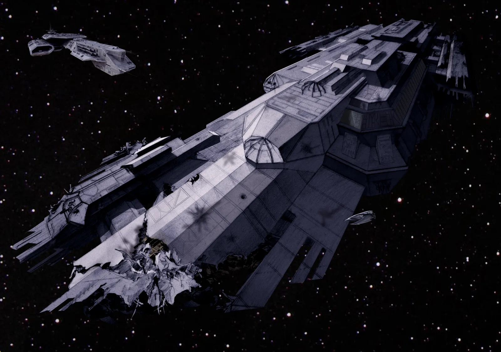 #Stargate #Atlantis #SGA The Aurora (damaged) - concept art by James Robbins