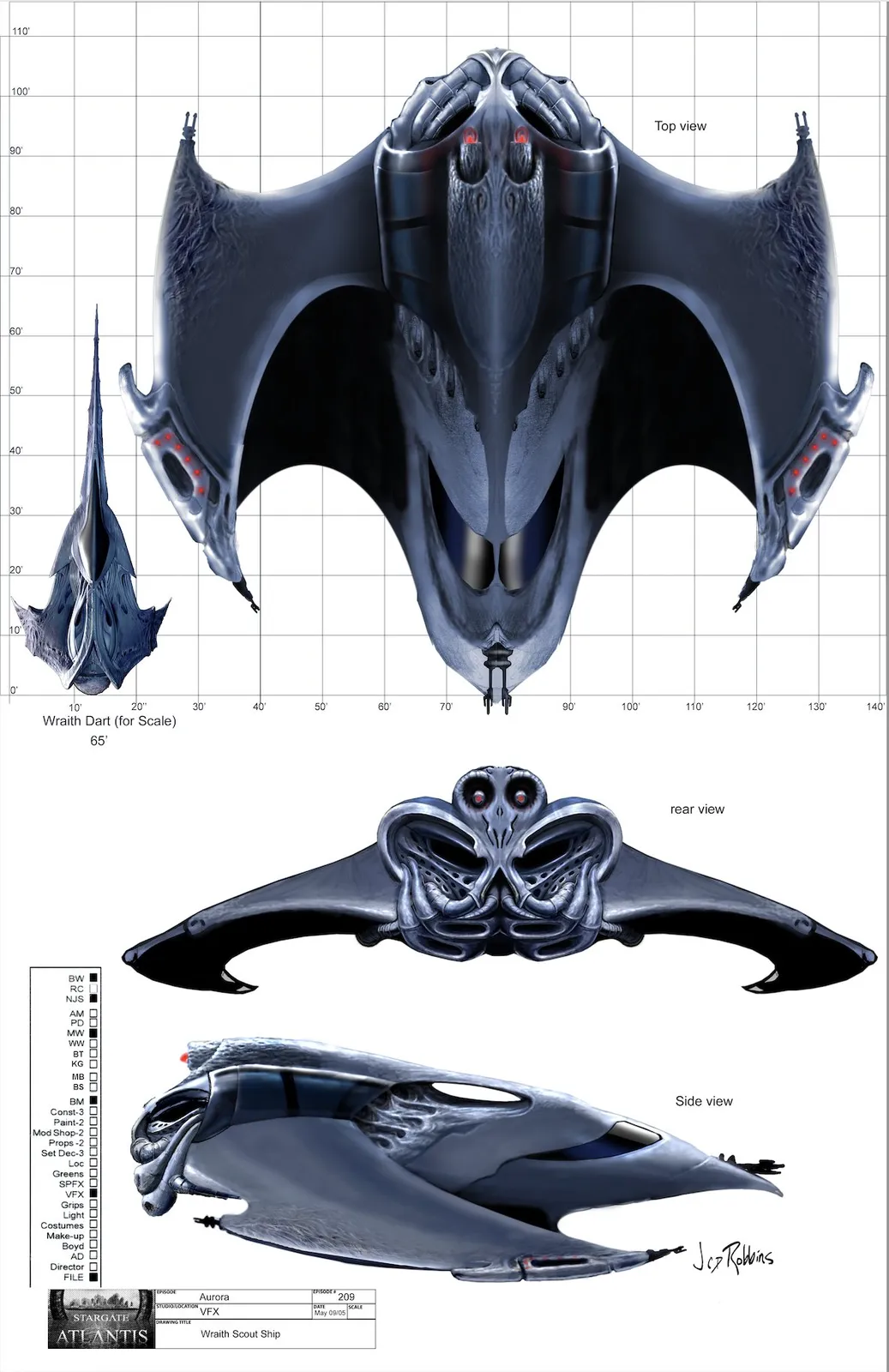 Wraith scout ship - concept art by James Robbins #Stargate #Atlantis #SGA