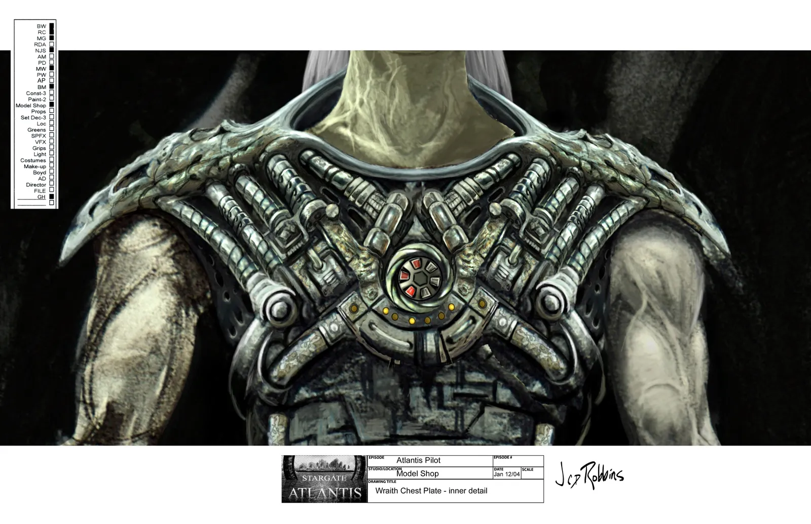 Wraith chest plate - concept art by James Robbins #Stargate #Atlantis #SGA