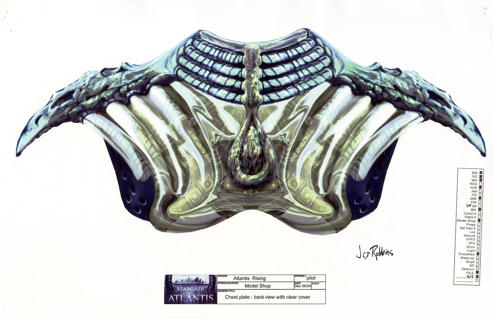 Wraith warriors chest plate - concept art by James Robbins #Stargate #Atlantis #SGA