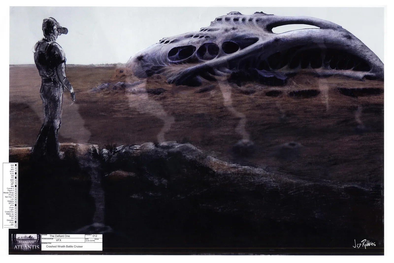 Crashed wraith cruiser - concept art by James Robbins ("The Defiant One") #Stargate #Atlantis #SGA