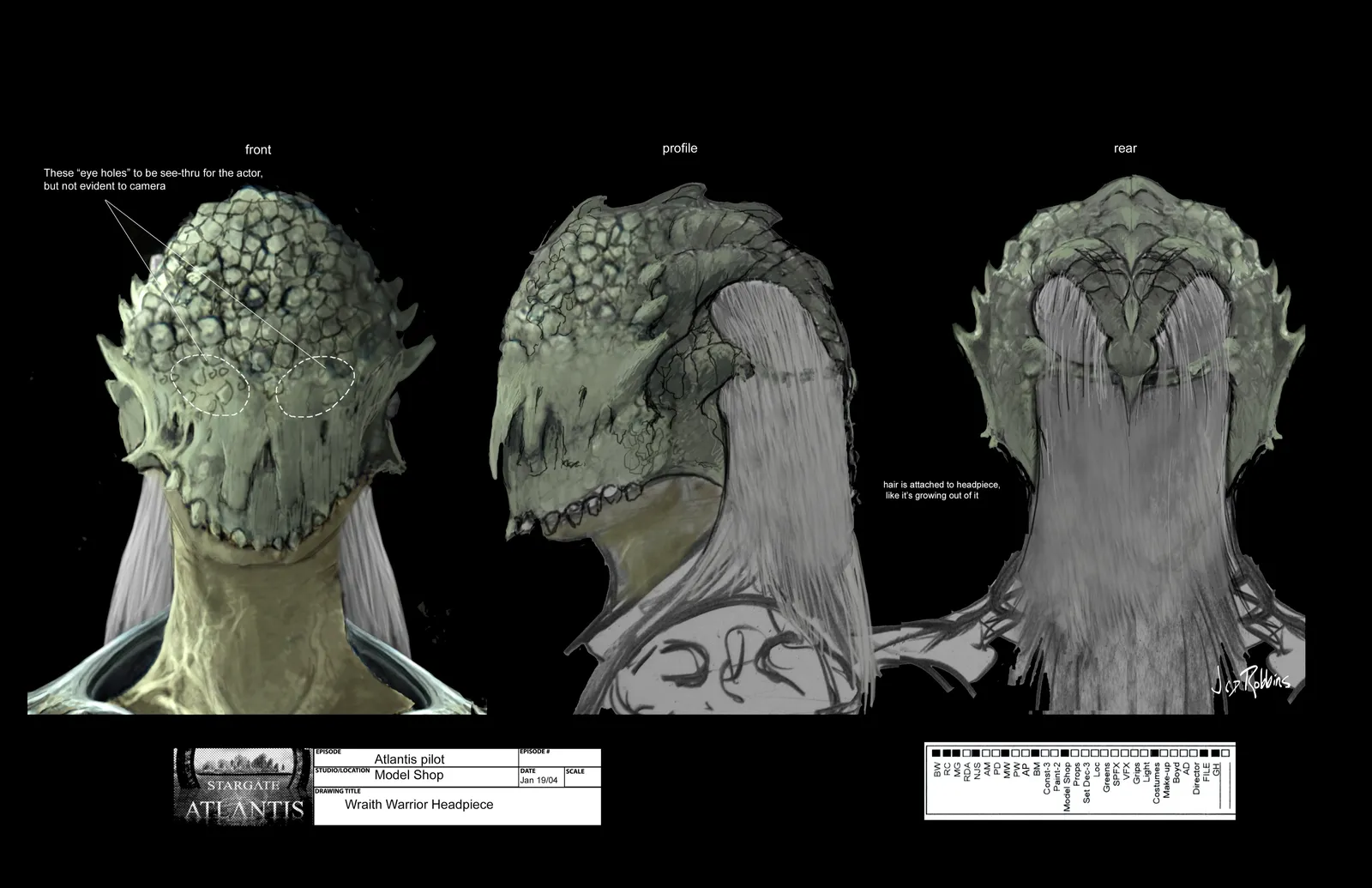 #Stargate #Atlantis Wraith warrior headpiece - concept art by James Robbins