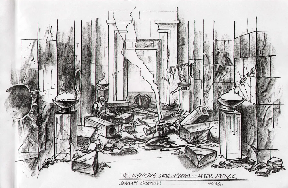 #Stargate #SG1 "Children of the Gods": Abydos Gate Room - Before and After concept art