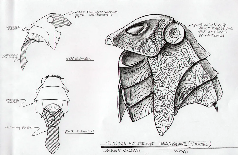 #Stargate #SG1 "Children of the Gods" - Jaffa helmet concept art