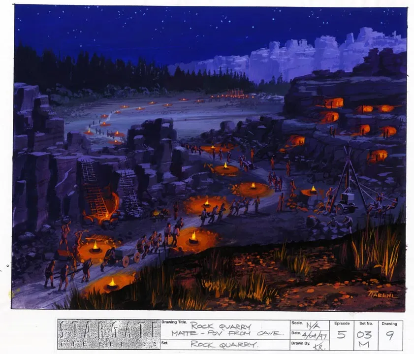 #Stargate #SG1 "The First Commandment" Rock Quarry Camp concept art