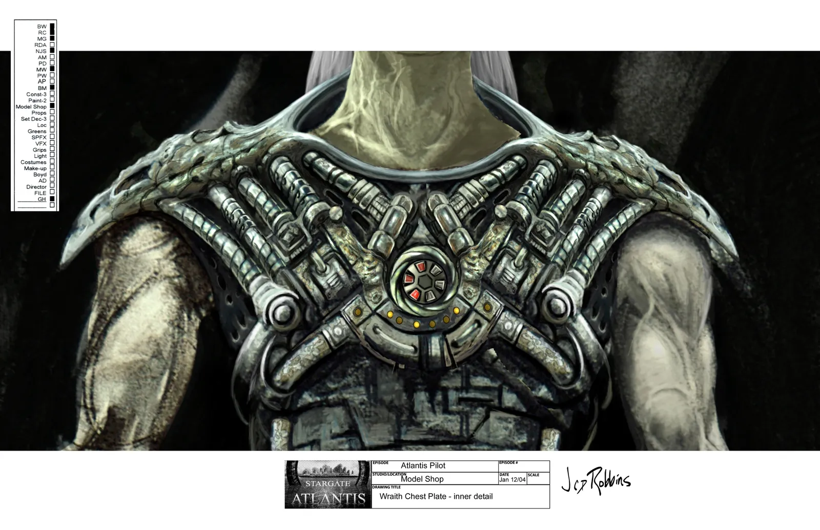 Stargate: Atlantis concept art - Rising I and II (Wraith Chest Plate by James Robbins)