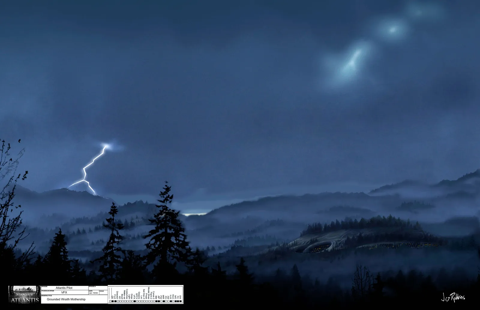 Stargate: Atlantis concept art - Rising I and II (Grounded Hive Ship by James Robbins)
