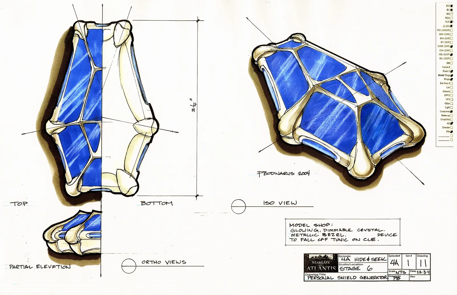Stargate: Atlantis concept art - Episode 103, "Hide and Seek" (Ancient personal shield generator)