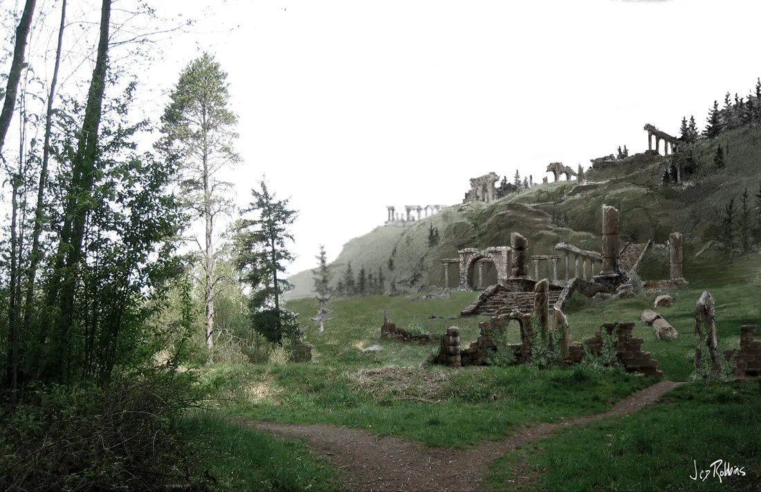 Stargate: Atlantis concept art - "Childhoods End" (Ruins by James Robbins)