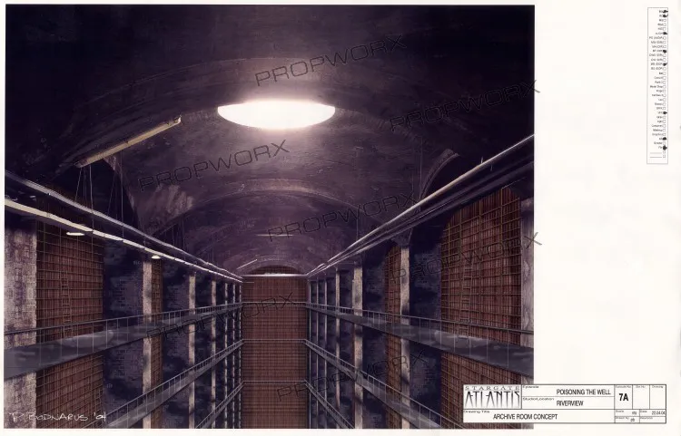 Stargate: Atlantis concept art - "Poisoning the Well" (Archive Room by James Robbins)
