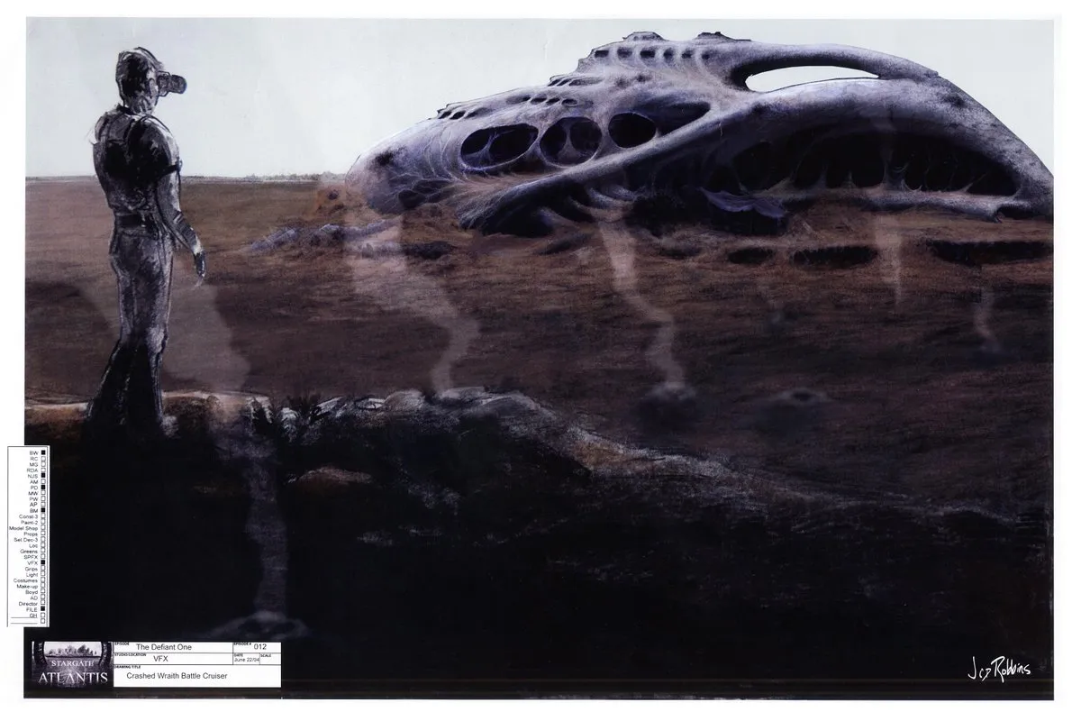 Stargate: Atlantis concept art - "The Defiant One" (Crashed Wraith Cruiser)