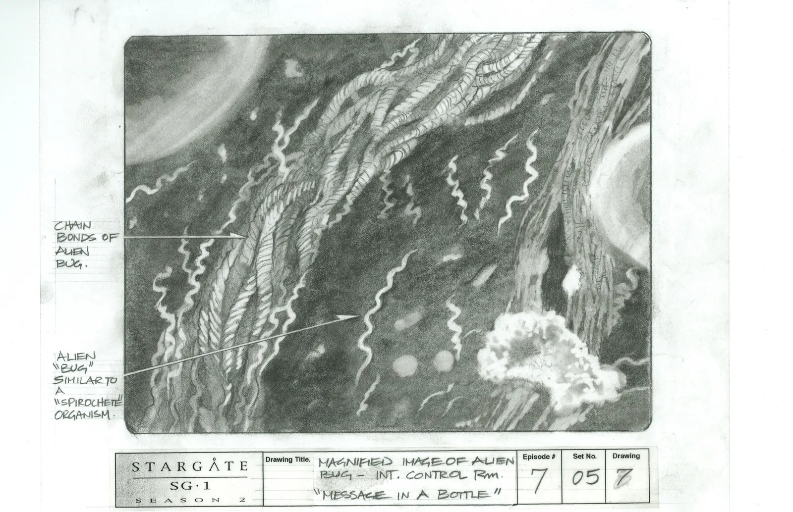 Stargate: SG1 concept art - "Message in a Bottle" (Magnified image of alien bug)