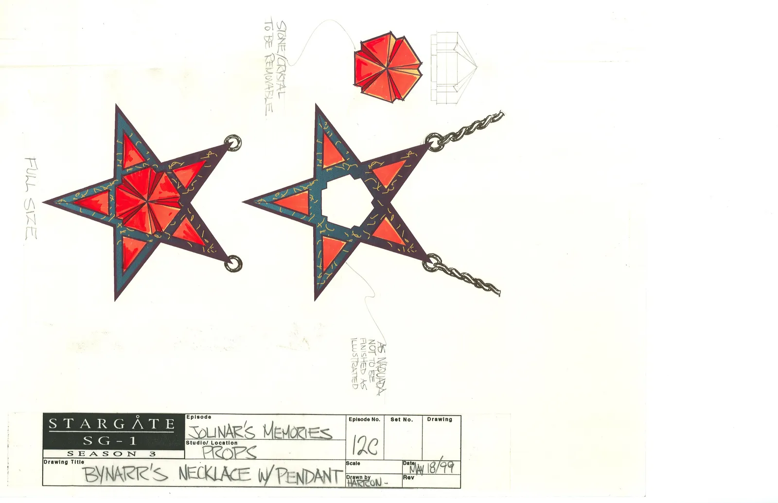 Stargate: SG-1 concept art - "Jolinar's Memories" prop (Bynarr's necklace)