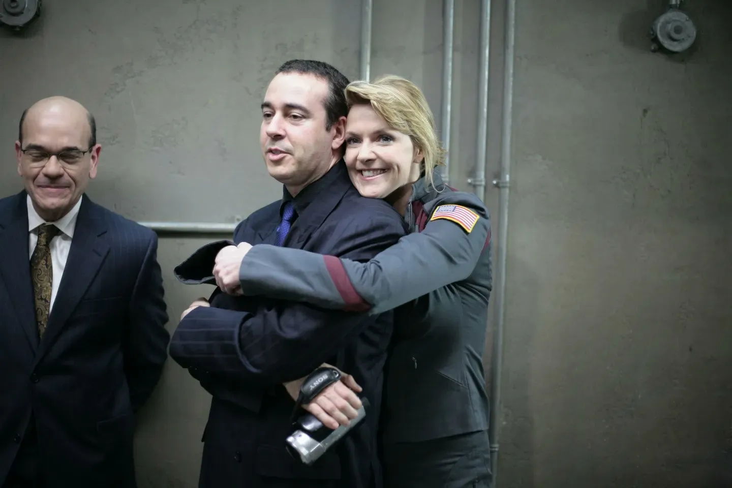 Behind the scenes on Stargate: Atlantis - Amanda Tapping, Robert Picardo, and yours truly back in the day