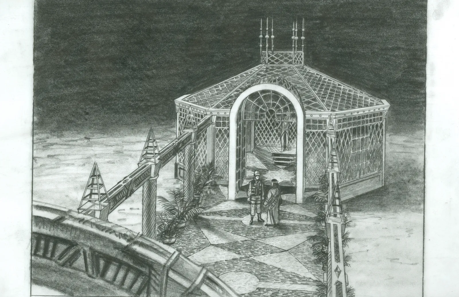 Stargate: SG-1 concept art - Hanging out by the gazebo