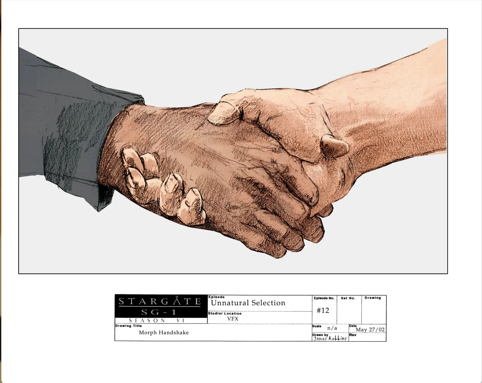 Stargate concept art - The morph handshake ("Unnatural Selection")