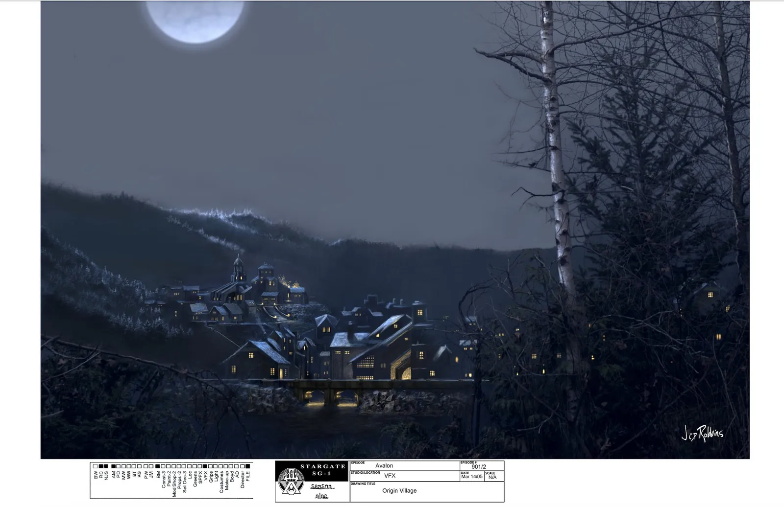 Stargate concept art by James Robbins - Origin village