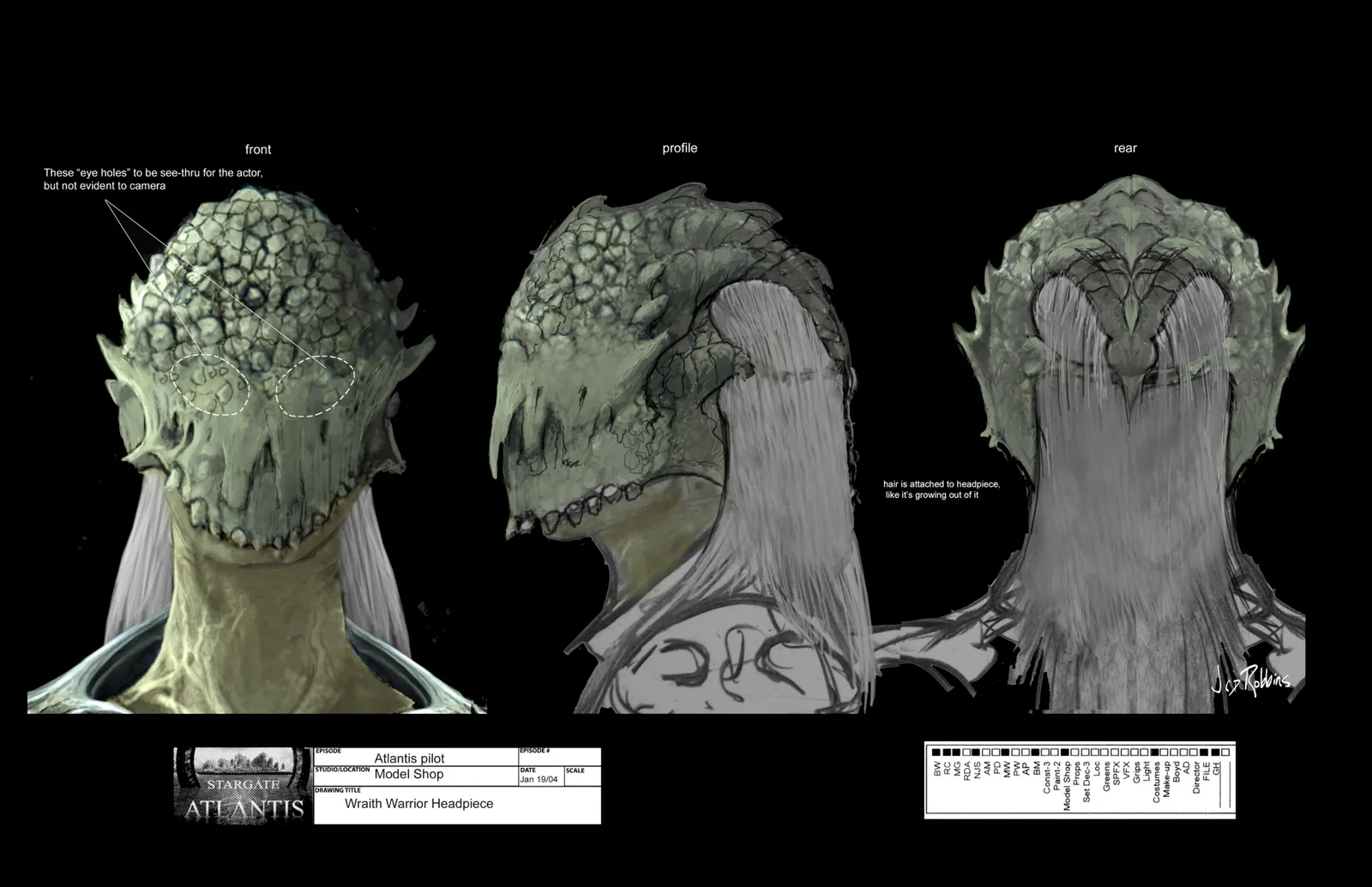 Stargate concept art by James Robbins - wraith warrior headpiece