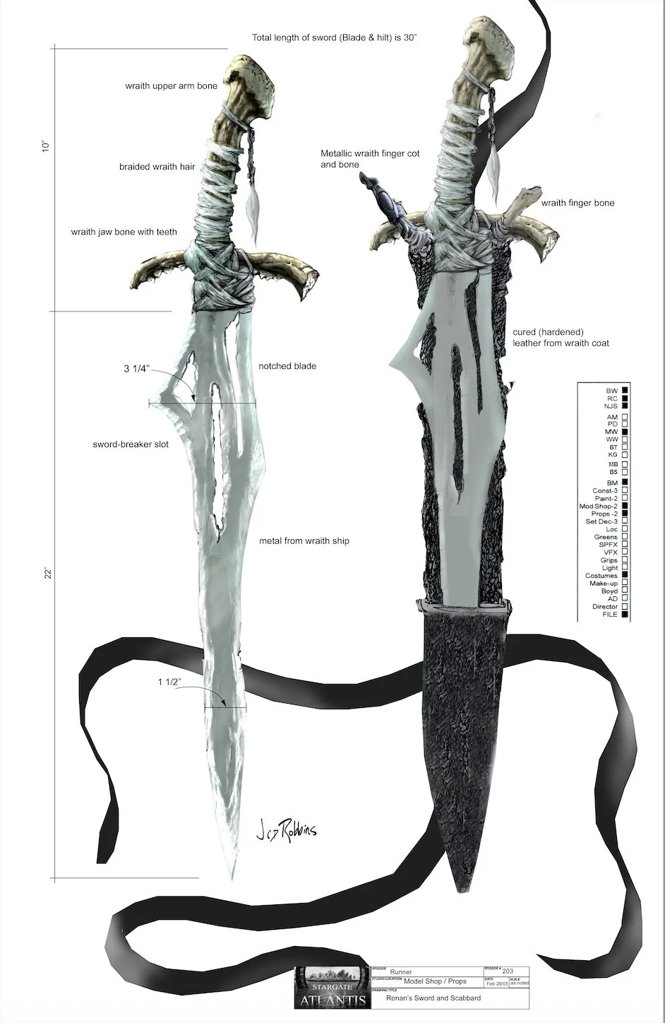 Stargate concept art by James Robbins - Ronon's blade