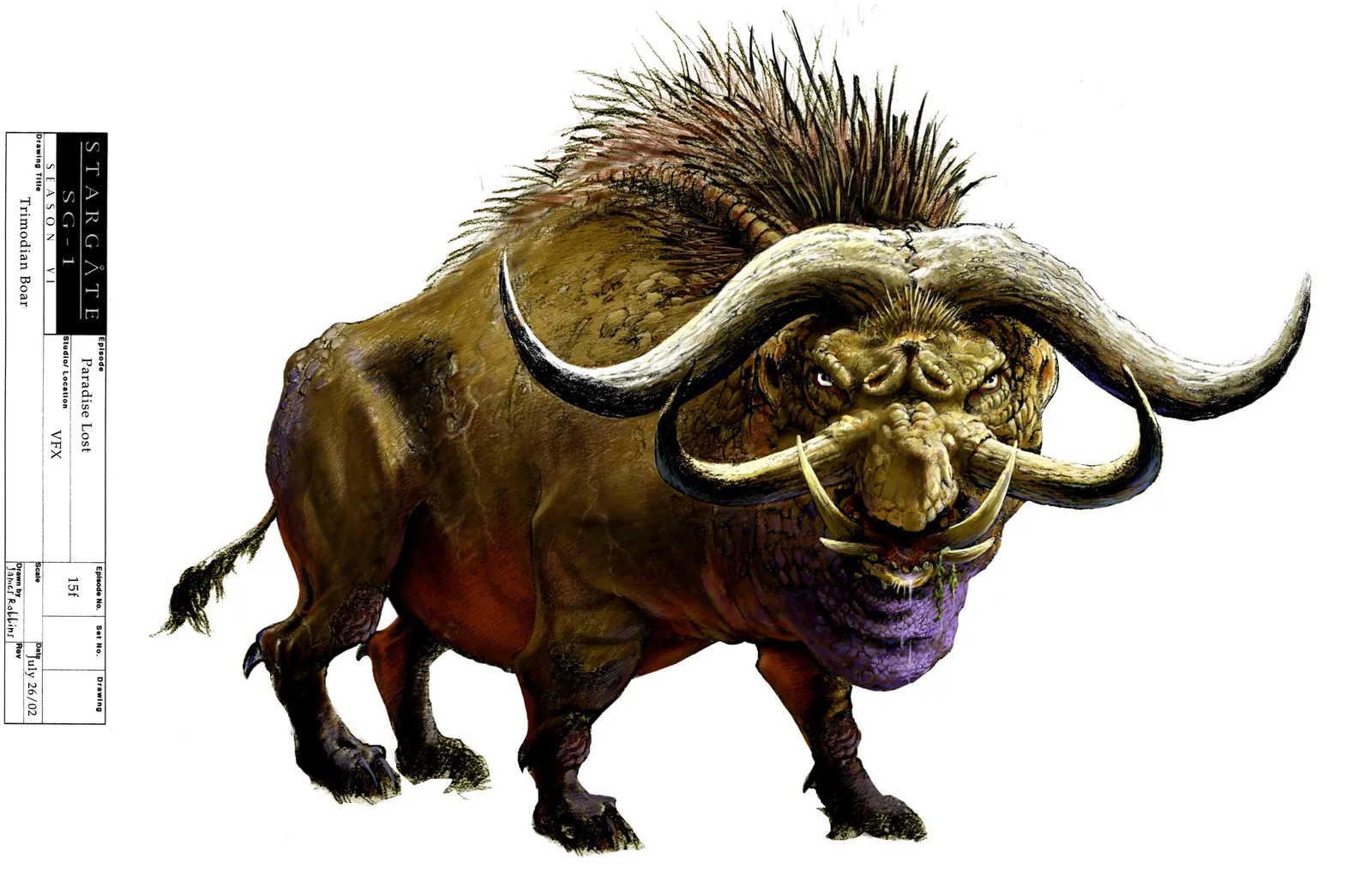Trimordian Boar concept art by James Robbins #StargateSG1 "Paradise Lost" #Stargate #SG1 #SF #SciFi #ScienceFiction…