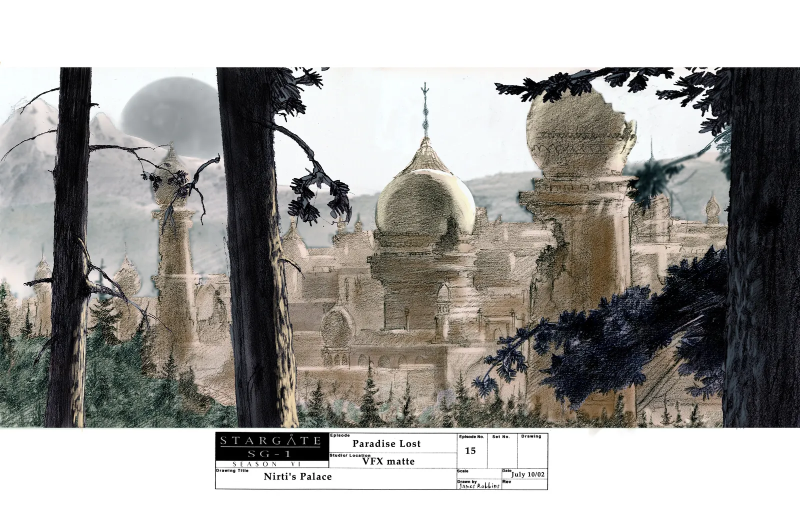 Nirti's Palace concept art by James Robbins #Stargate: SG-1 "Paradise Lost" #StargateSG1 #SG1 #SF #ScienceFiction…