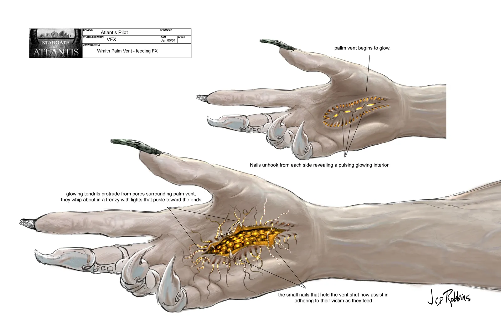 Wraith feeding hand concept art by James Robbins #Stargate #Atlantis #SGA #Television #SciFi #ScienceFictin #SF…