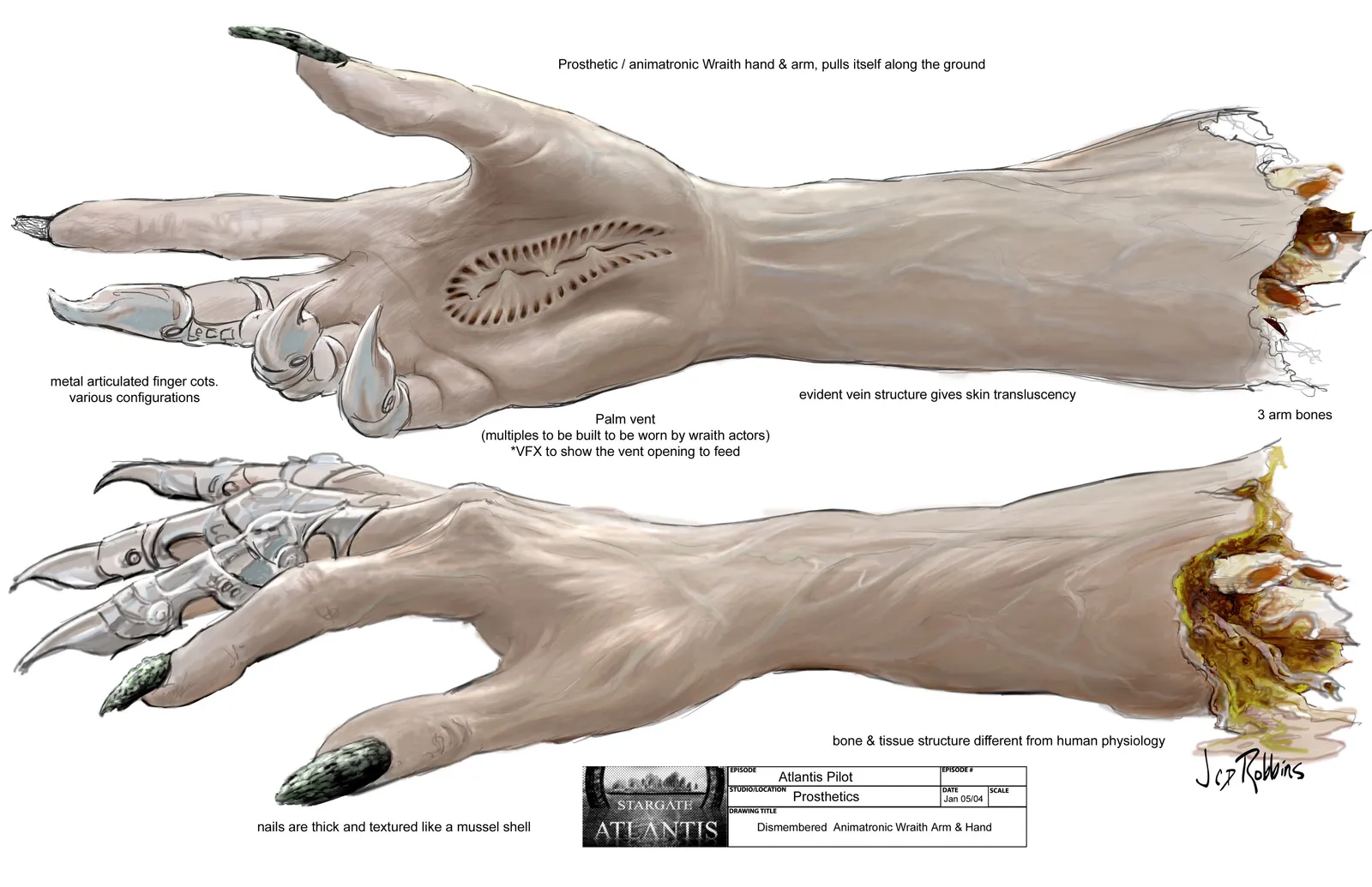 Dismembered wraith hand - concept art by James Robbins #Stargate #SGA #Atlantis #StargateAtlantis #SF #SciFi…