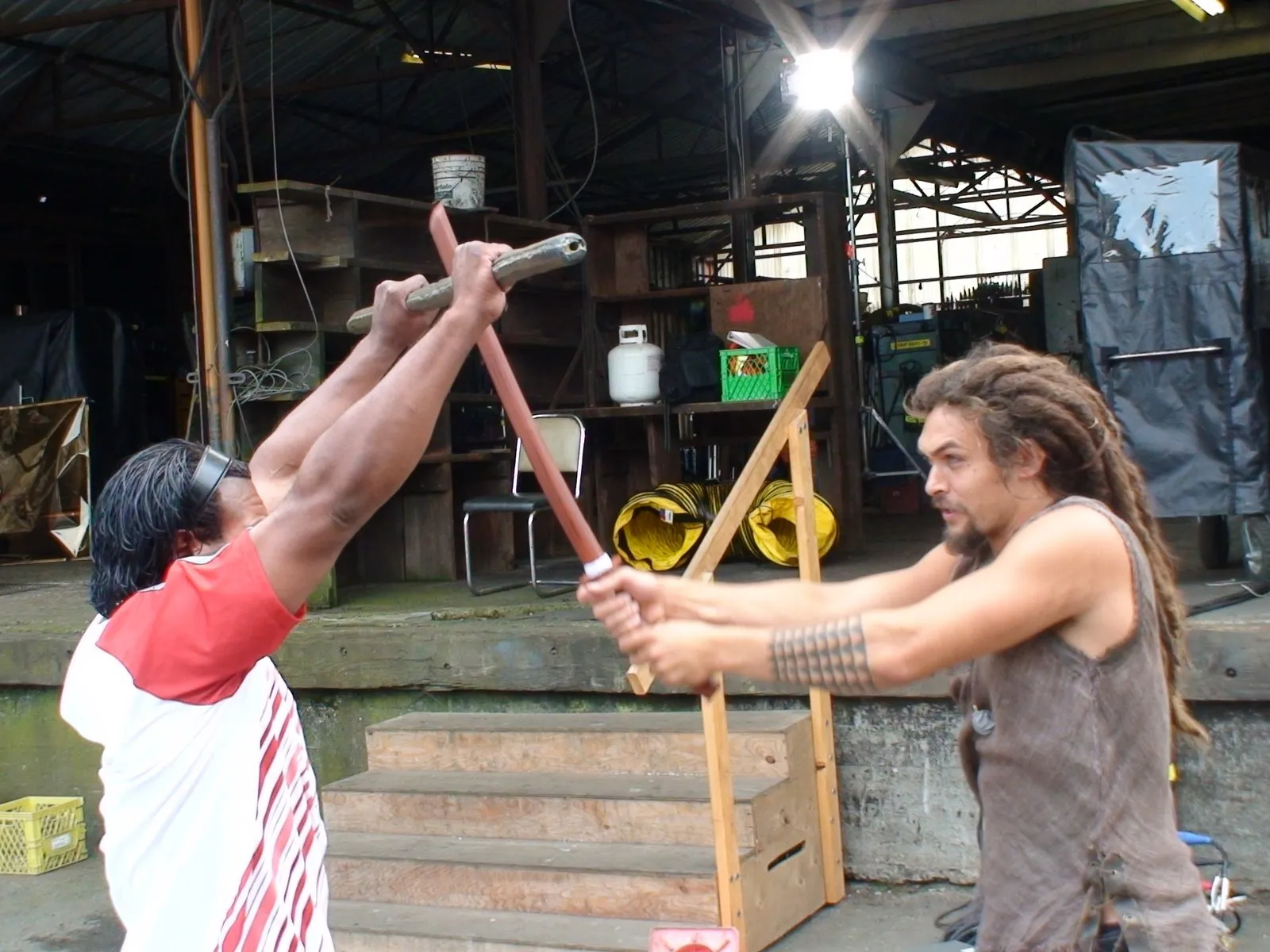 Stargate: Atlantis behind the scenes- "Midway" @iamchrisjudge and Jason Momoa run through their dance moves.…